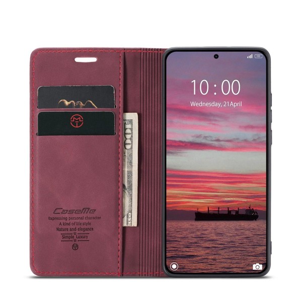 Чохол-книжка CaseMe Нубук для Xiaomi 15T бордовий