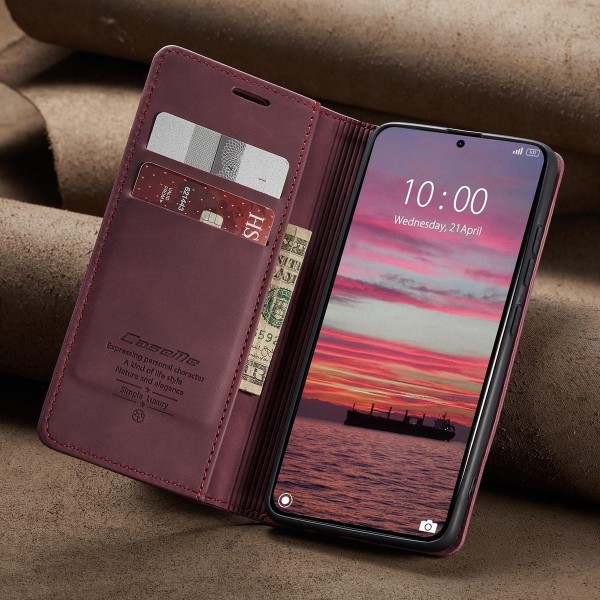 Чохол-книжка CaseMe Нубук для Xiaomi 15T бордовий
