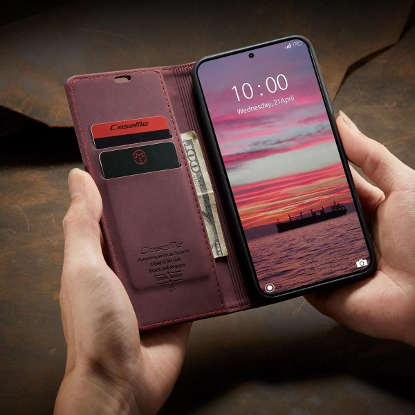 Чохол-книжка CaseMe Нубук для Xiaomi 15T бордовий