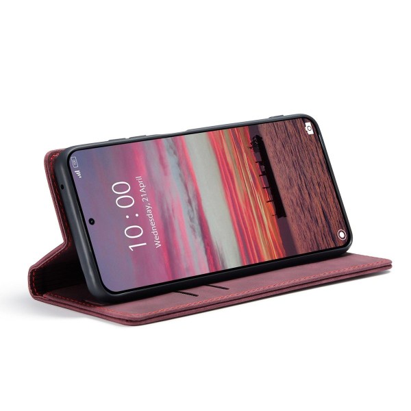 Чохол-книжка CaseMe Нубук для Xiaomi 15T бордовий