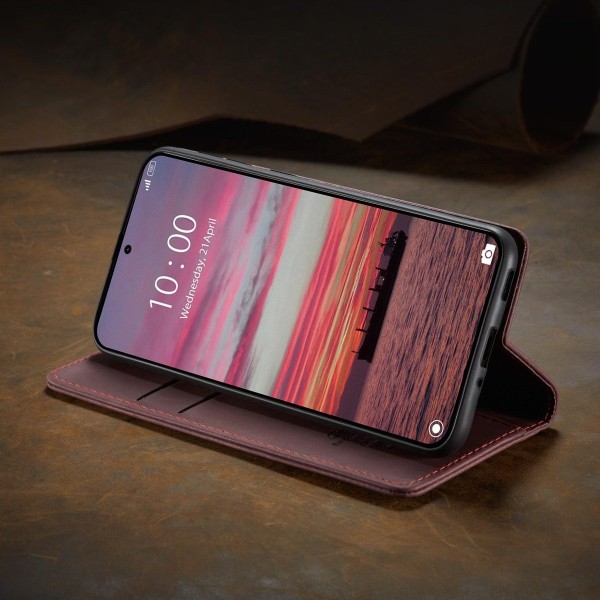 Чохол-книжка CaseMe Нубук для Xiaomi 15T бордовий