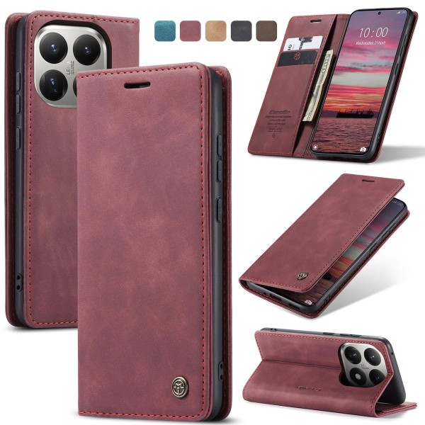 Чохол-книжка CaseMe Нубук для Xiaomi 15T бордовий