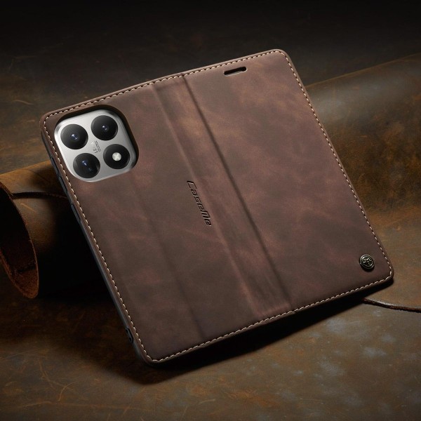 Чохол-книжка CaseMe Нубук для Xiaomi 15T темно-коричневий