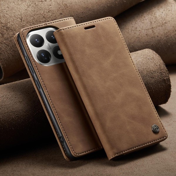 Чохол-книжка CaseMe Нубук для Xiaomi 15T світло-коричневий