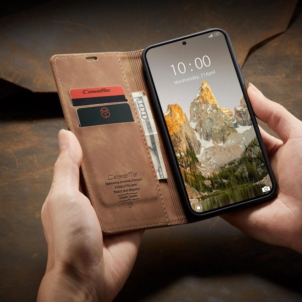 Чохол-книжка CaseMe Нубук для Xiaomi 15T світло-коричневий
