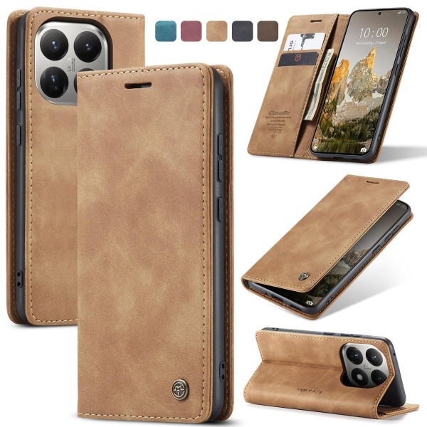 Чохол-книжка CaseMe Нубук для Xiaomi 15T світло-коричневий