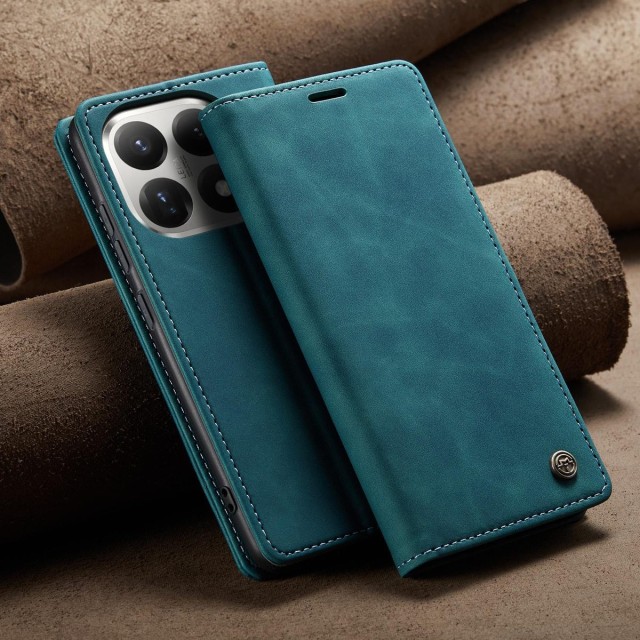 Чохол-книжка CaseMe Нубук для Xiaomi 15T бірюзовий