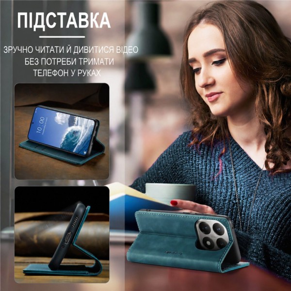 Чохол-книжка CaseMe Нубук для Xiaomi 17T бірюзовий