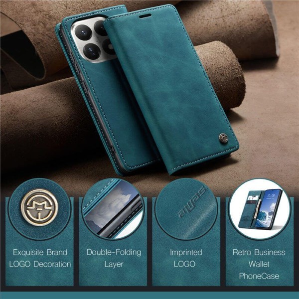 Чохол-книжка CaseMe Нубук для Xiaomi 17T бірюзовий