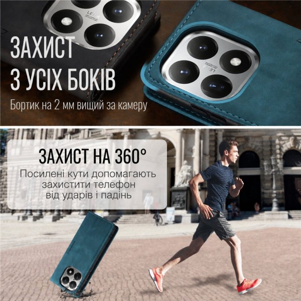 Чохол-книжка CaseMe Нубук для Xiaomi 17T бірюзовий