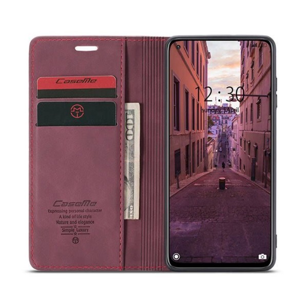 Чохол-книжка CaseMe Нубук для Xiaomi Mi 10T/Pro бордовий