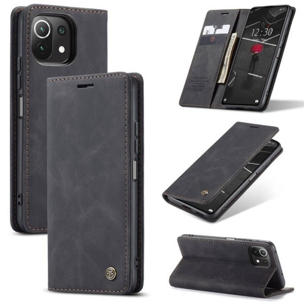 Чохол-книжка CaseMe Нубук для Xiaomi Mi 11 Lite чорний