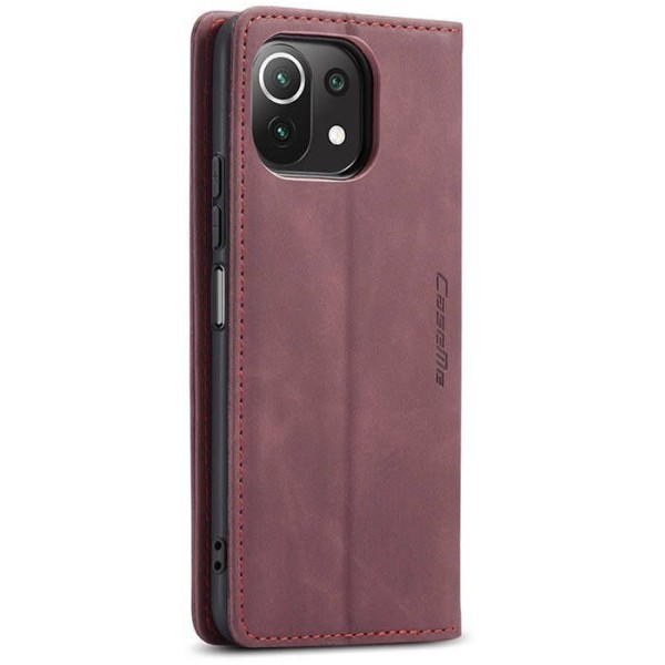 Чохол-книжка CaseMe Нубук для Xiaomi Mi 11 Lite бордовий