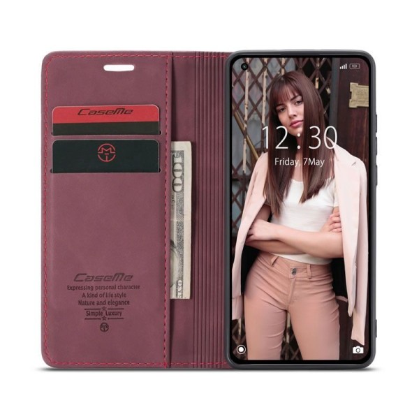 Чохол-книжка CaseMe Нубук для Xiaomi Mi 11 Lite бордовий