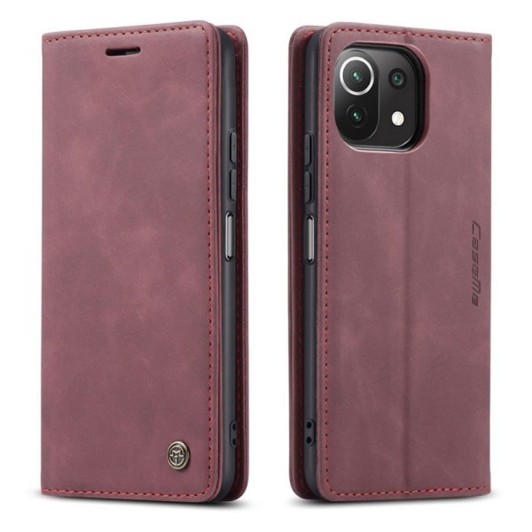 Чохол-книжка CaseMe Нубук для Xiaomi Mi 11 Lite бордовий