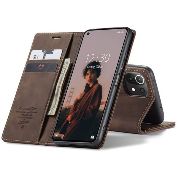 Чохол-книжка CaseMe Нубук для Xiaomi Mi 11 Lite темно-коричневий