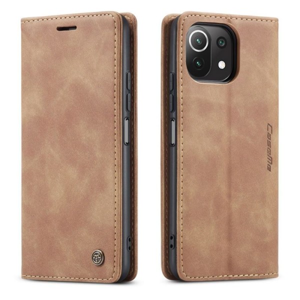 Чохол-книжка CaseMe Нубук для Xiaomi Mi 11 Lite світло-коричневий