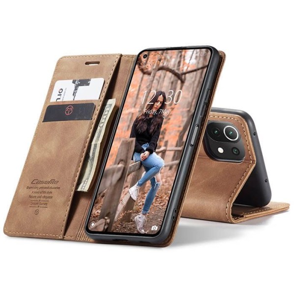 Чохол-книжка CaseMe Нубук для Xiaomi Mi 11 Lite світло-коричневий