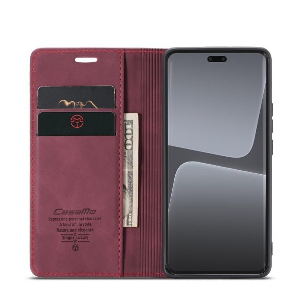Чохол-книжка CaseMe Нубук для Xiaomi Mi 13 Lite бордовий