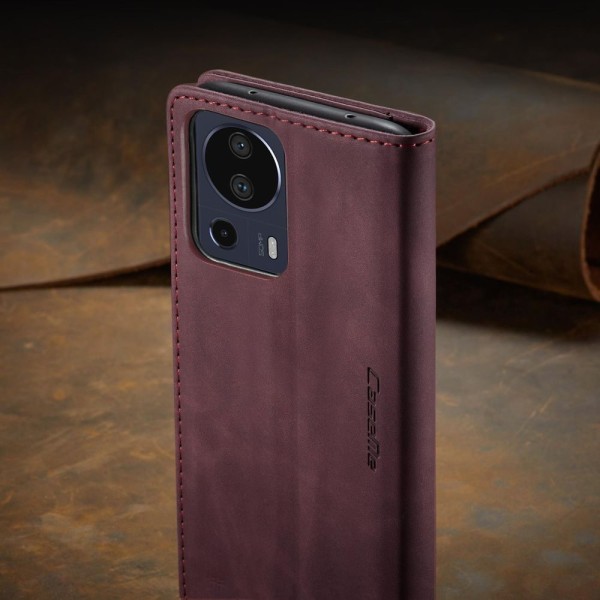 Чохол-книжка CaseMe Нубук для Xiaomi Mi 13 Lite бордовий