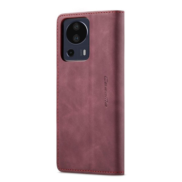 Чохол-книжка CaseMe Нубук для Xiaomi Mi 13 Lite бордовий