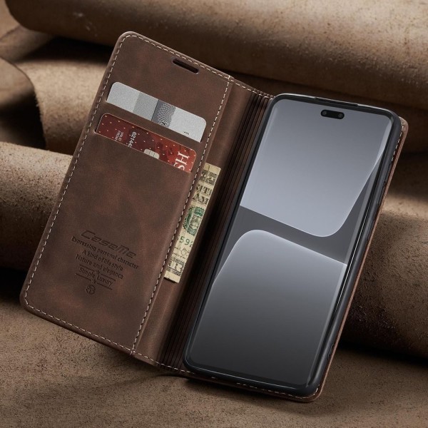 Чохол-книжка CaseMe Нубук для Xiaomi Mi 13 Lite темно-коричневий