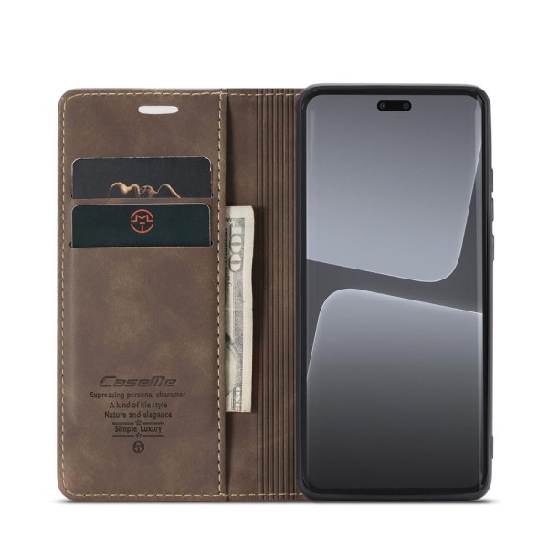 Чохол-книжка CaseMe Нубук для Xiaomi Mi 13 Lite темно-коричневий