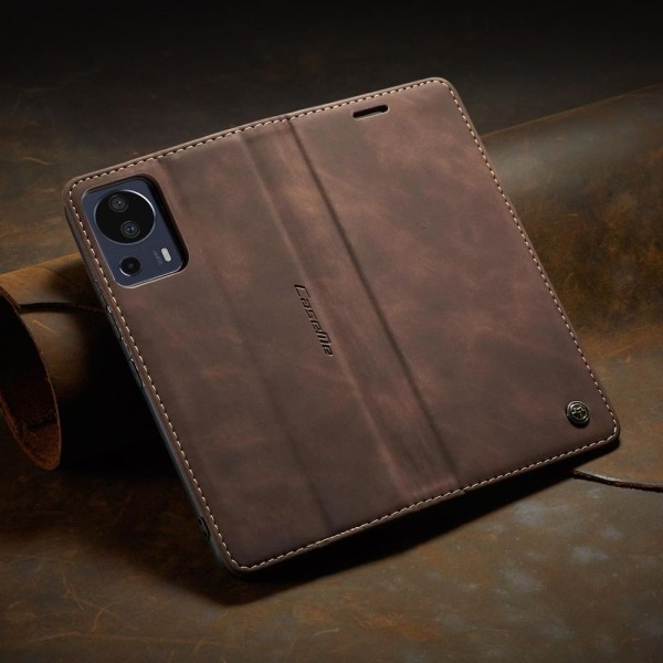 Чохол-книжка CaseMe Нубук для Xiaomi Mi 13 Lite темно-коричневий