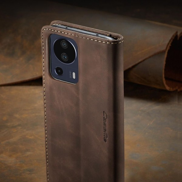 Чохол-книжка CaseMe Нубук для Xiaomi Mi 13 Lite темно-коричневий
