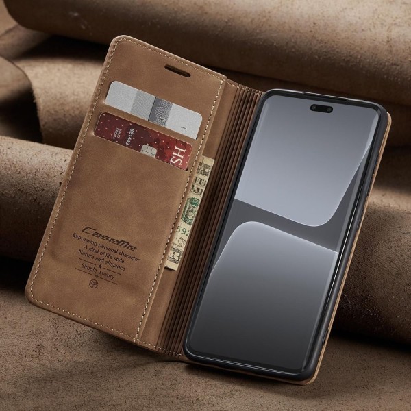 Чохол-книжка CaseMe Нубук для Xiaomi Mi 13 Lite світло-коричневий