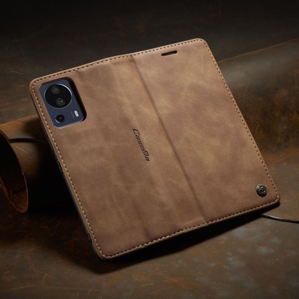 Чохол-книжка CaseMe Нубук для Xiaomi Mi 13 Lite світло-коричневий