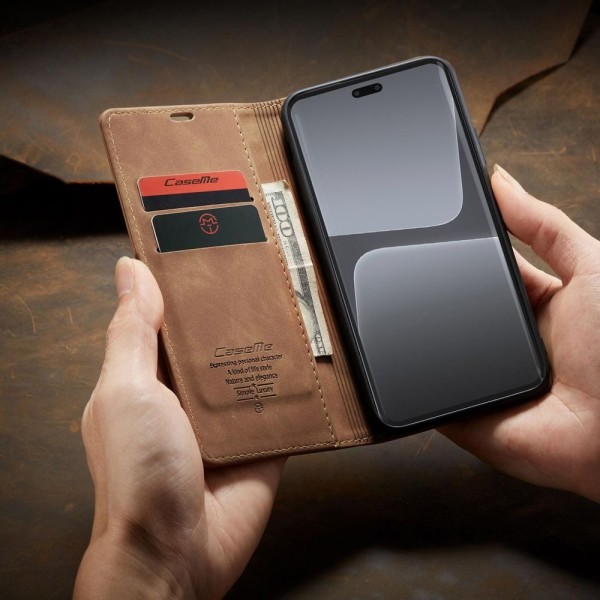 Чохол-книжка CaseMe Нубук для Xiaomi Mi 13 Lite світло-коричневий
