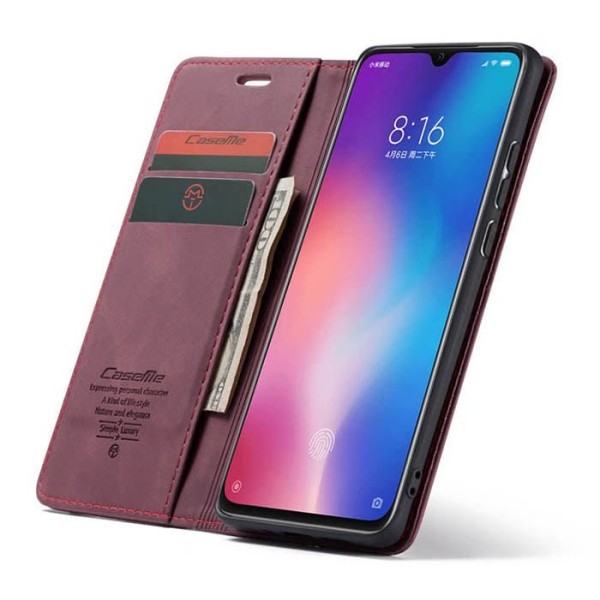 Чохол-книжка CaseMe Нубук для Xiaomi Mi 9 бордовий