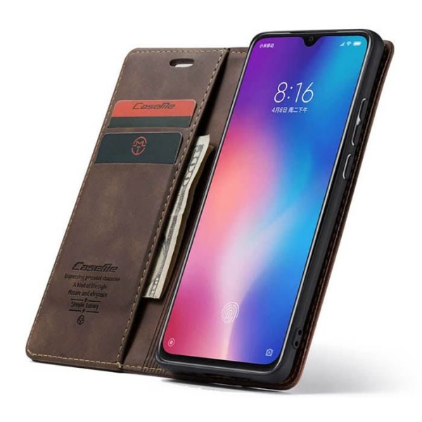 Чохол-книжка CaseMe Нубук для Xiaomi Mi 9 темно-коричневий
